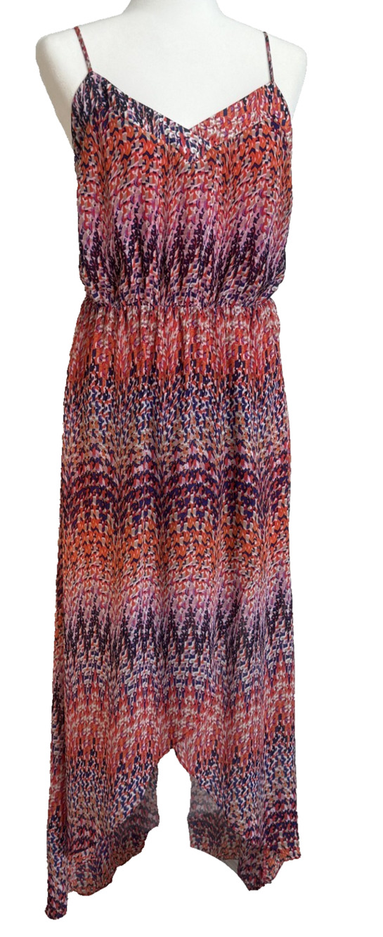 Laundry By Shelli Segal High Low Maxi Dress Pink Orange Chevron Print Size (S)